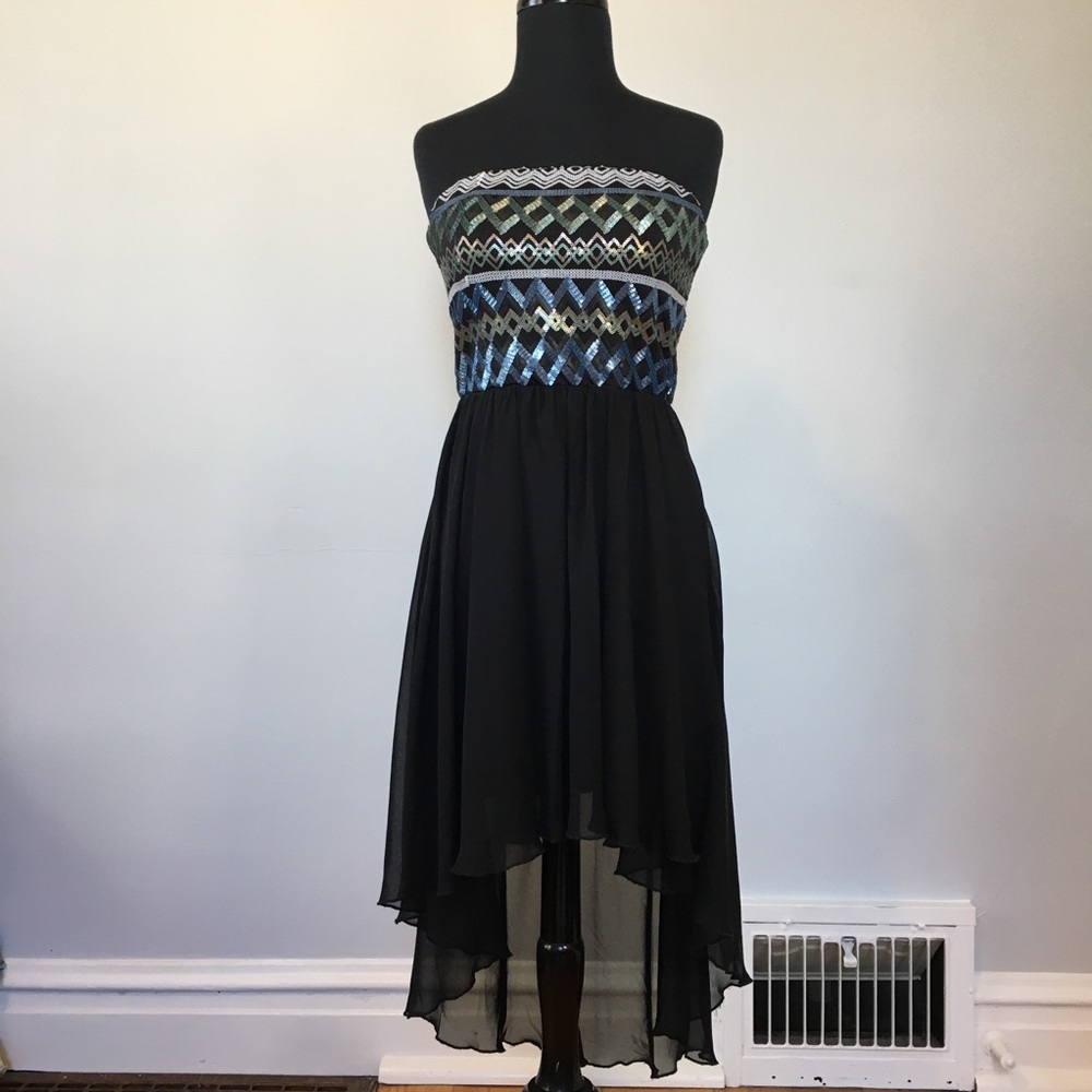 As U Wish Sequin Top Strapless High Low Dress, S